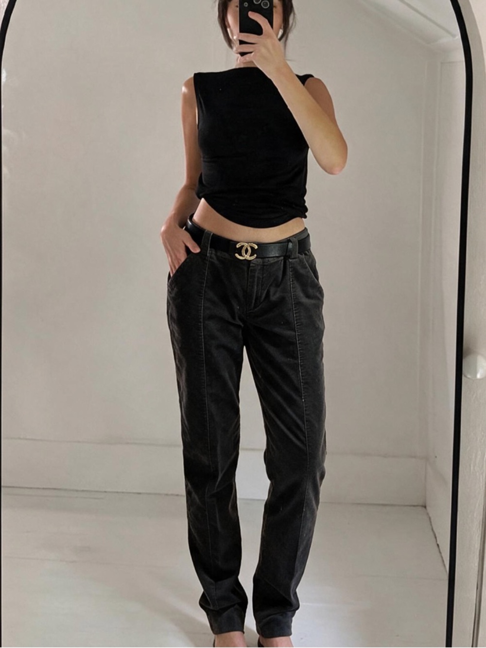 Proenza Schouler Gray Fine-Wale Corduroy Seamed Straight-Leg Trousers - Size 8